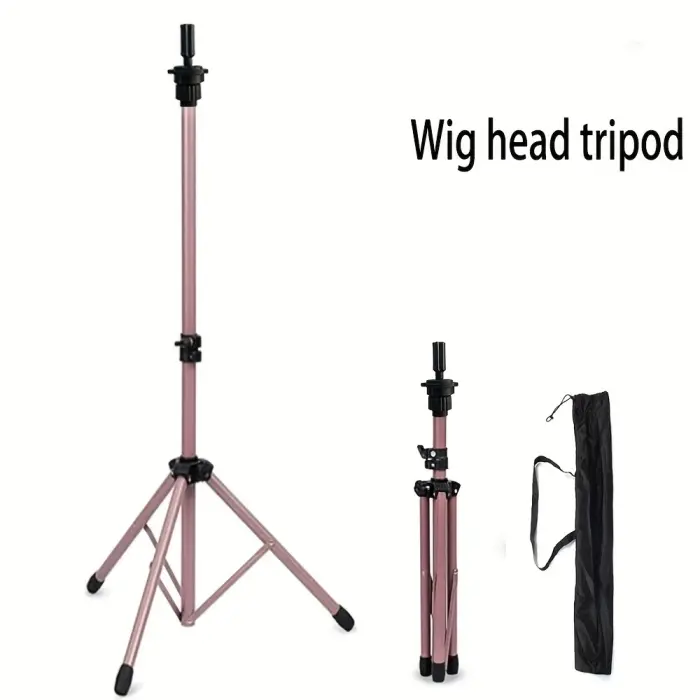 Wig Head Tripod Stand, Adjustable Height 37.4"-49.8", Foldable Metal Wig Stand with Carry Bag