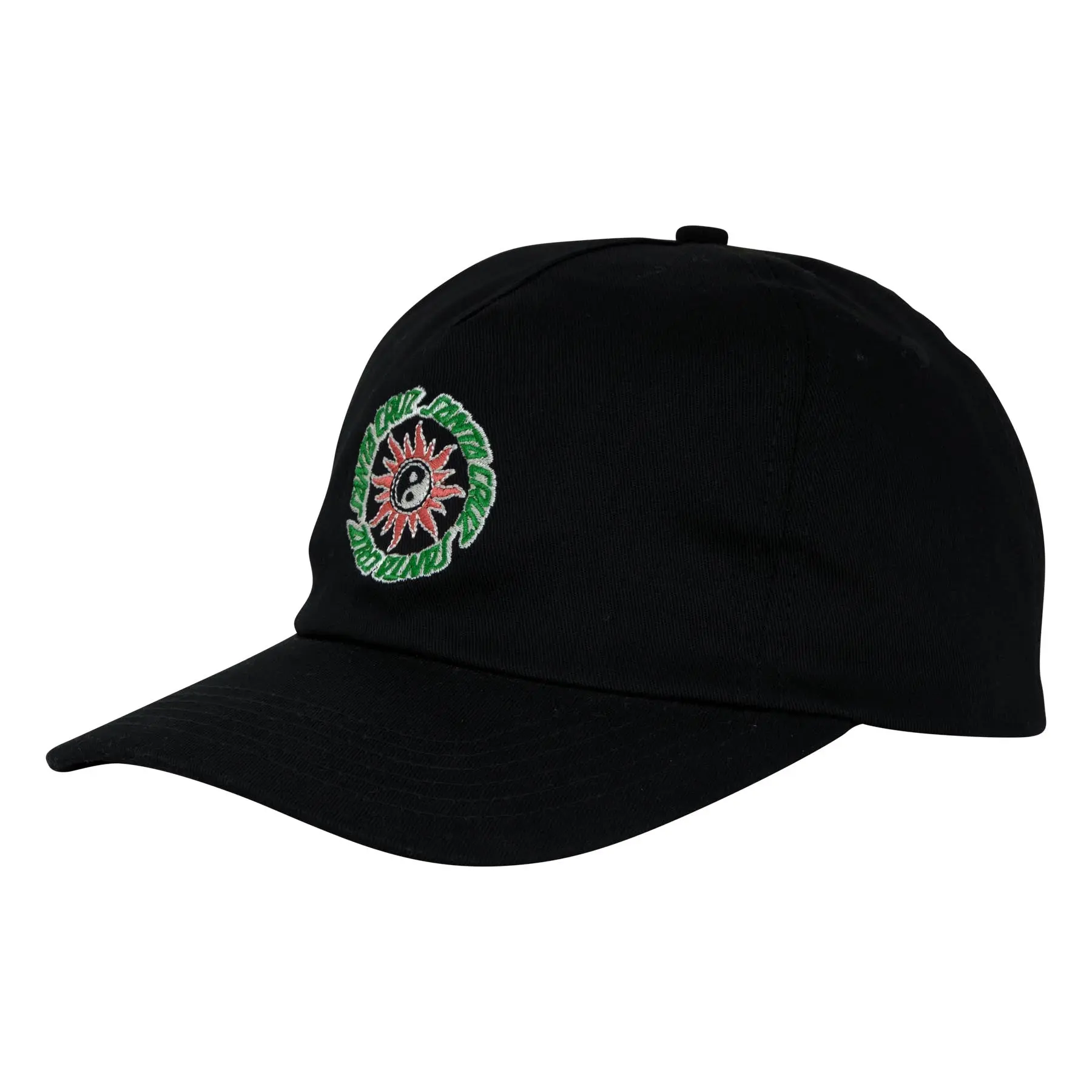 Unisex 6-Panel Unstructured Twill Snapback Hat - Low-Profile Fit, Direct Santa Cruz Sol Spiral Front Embroidery, Adjustable, Interior Sweatband Label, Latest Apparel for Skateboard Enthusiasts