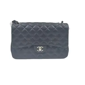 Pre-owned CHANEL france Crossbody Bags h5 black and silver lambskin jumbo CF crossbody bag 61872