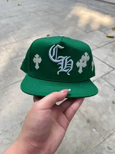 2026 Viral Hot Hats Cross Embroidered Full Color Leather Adjustable Peaked Baseball Cap Unisex Casual Wear Machine Washable for Sports and Outdoor Activities Green Cowhide Fitted Hat