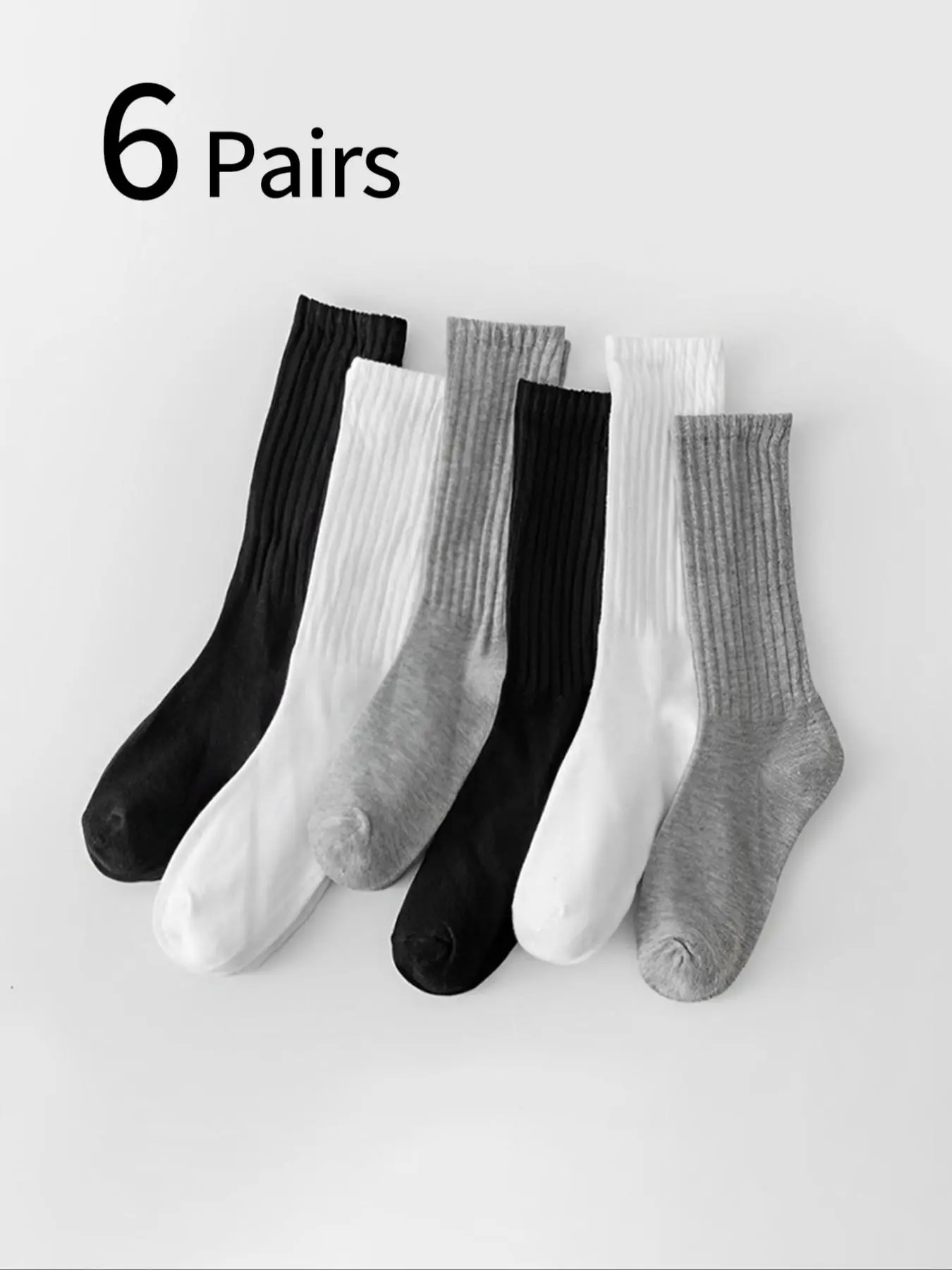 6 Pairs Women's Long Tube Bubble Socks, Sock Packs, Everyday Warm Trendy Style, Spring Fall Vertical Stripes Slimming, Soft Comfortable