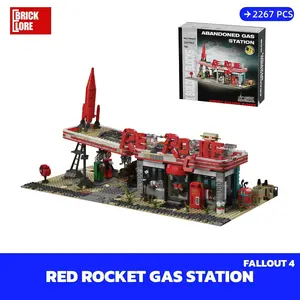 [BrickLORE](SHIP FREE)Red Rocket Modular Gas Station with original box 2267PCS 34*30*12cm