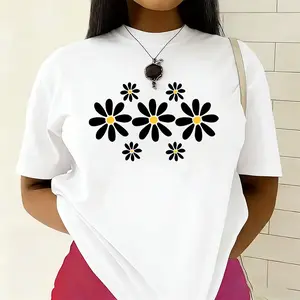 Minimalist Daisy Flower T-Shirt, Cute Floral Graphic Tee