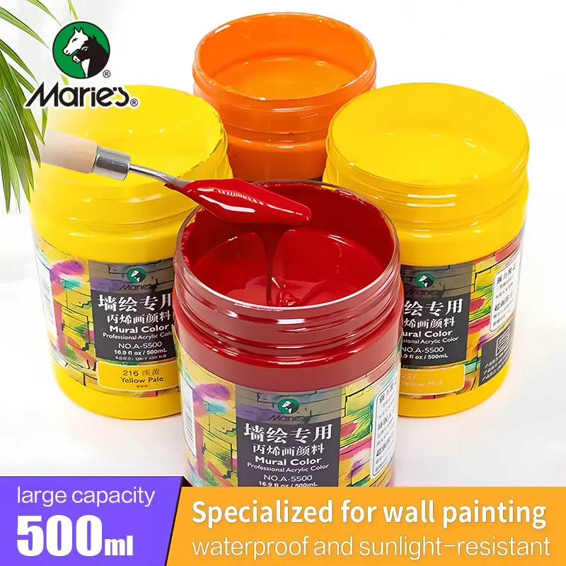Maries Wall Paint Series Acrylic Paints, 500ML Canister, Vibrant Coverage for Artists, Canvas & Crafts, High Sunfastness