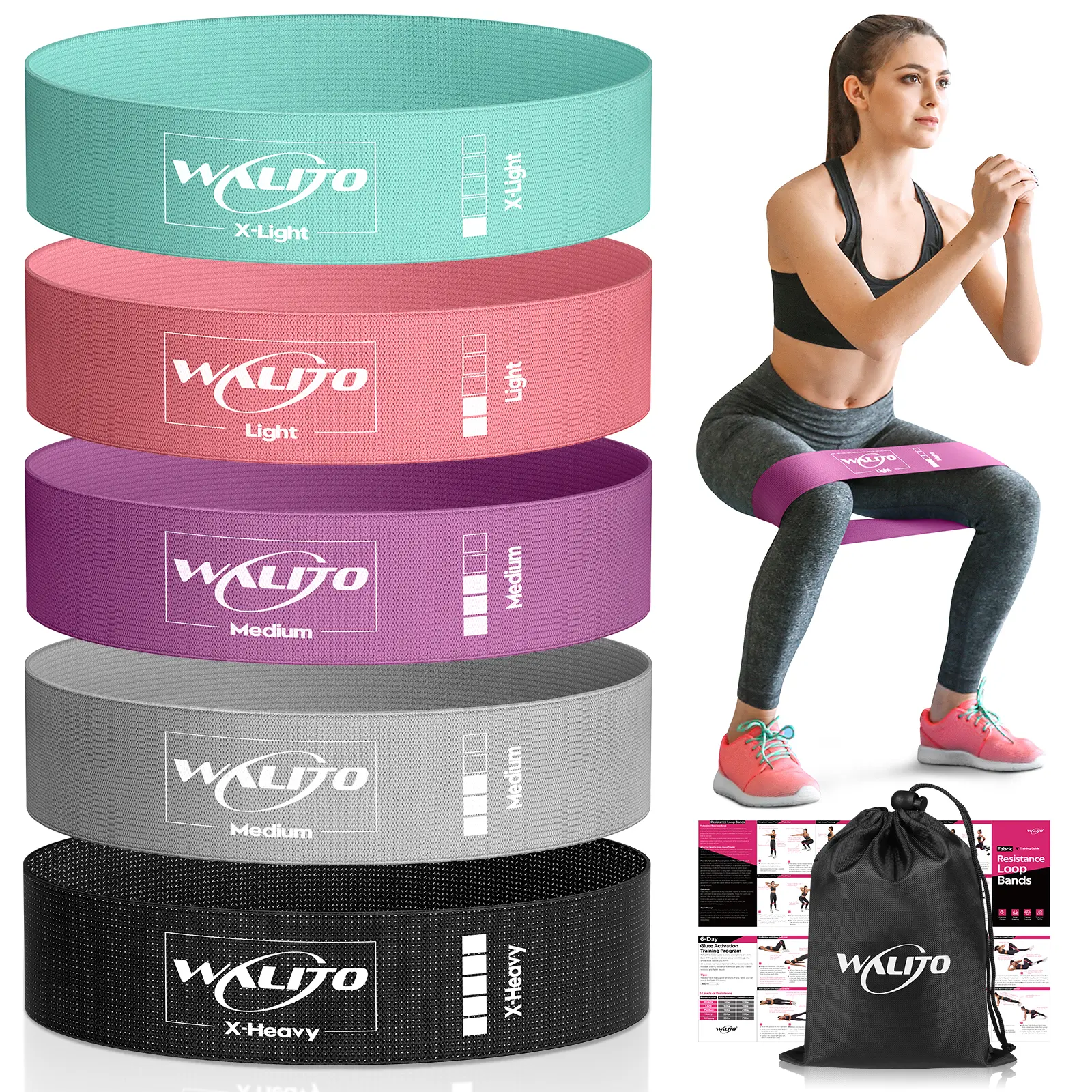 Fabric Resistance Bands for Working Out - Exercise Bands for Women and Men - Booty Bands for Legs - Thigh Bands for Workout - Fitness Bands for Yoga, Pilates, Physical Therapy and Home