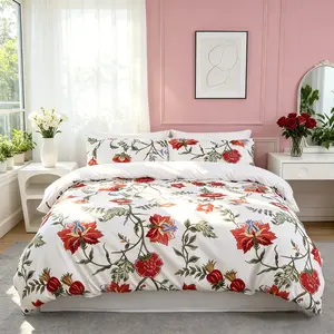 3pcs French Vintage Floral Bedding Set,(Include 1*Duvet Cover, Without Duvet Insert,2 *Pillowcases, Without Pillow Core), Soft Fabric, Detachable Zipper, Elegant Bedroom Decor, Perfect Gift