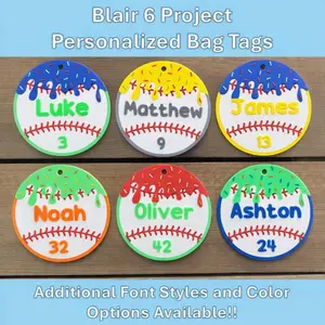 Baseball Drip Bag Tag w/Ring & Clip | Personalized Name Tag | Custom Name Tag | Luggage Tag | Team Bag Tag | Keychain | Ornament | Ice Cream
