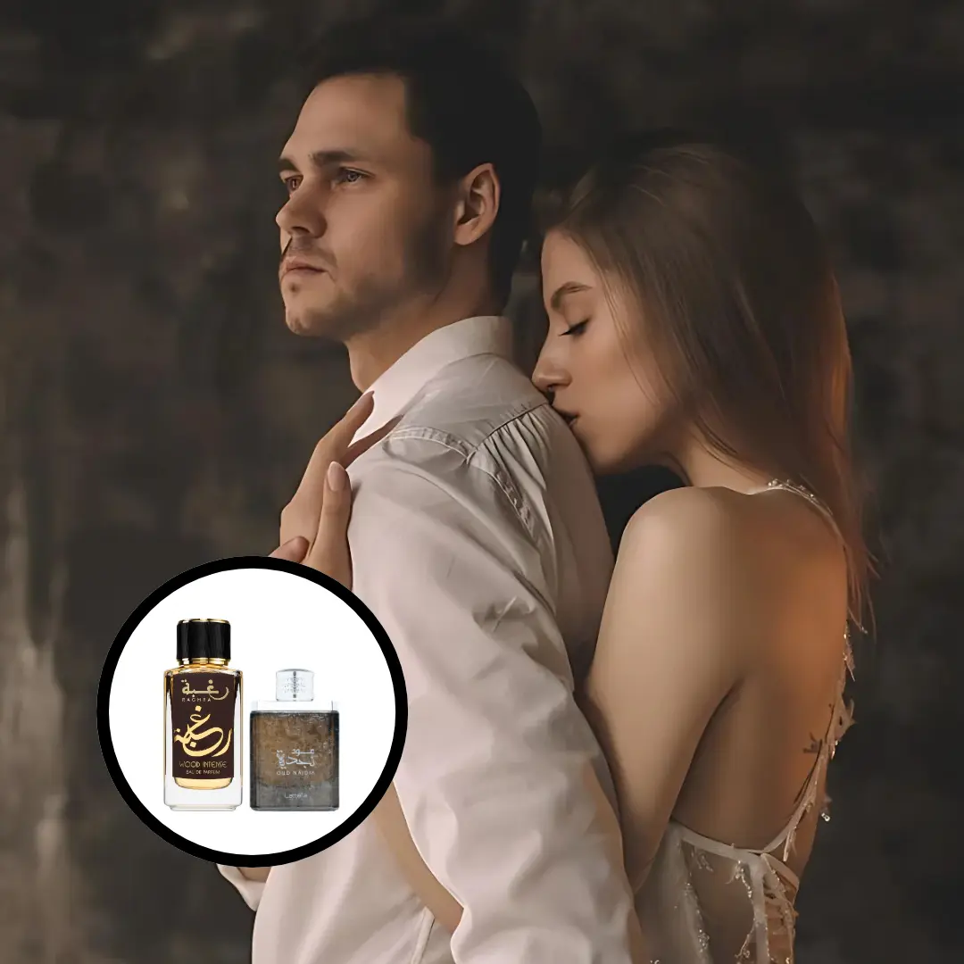 Lattafa Raghba Wood Intense & Oud Najdia 100ml (3.4oz) Eau de Parfum Box Set - High-End Luxury Arabic Unisex Fragrance Duo, Citrus Notes, Arabic Perfume Bottle Unisex Fragrance, Bold Long-Lasting Couple Scent, High-End Unisex Fragrance, Box Set Unisex Fra