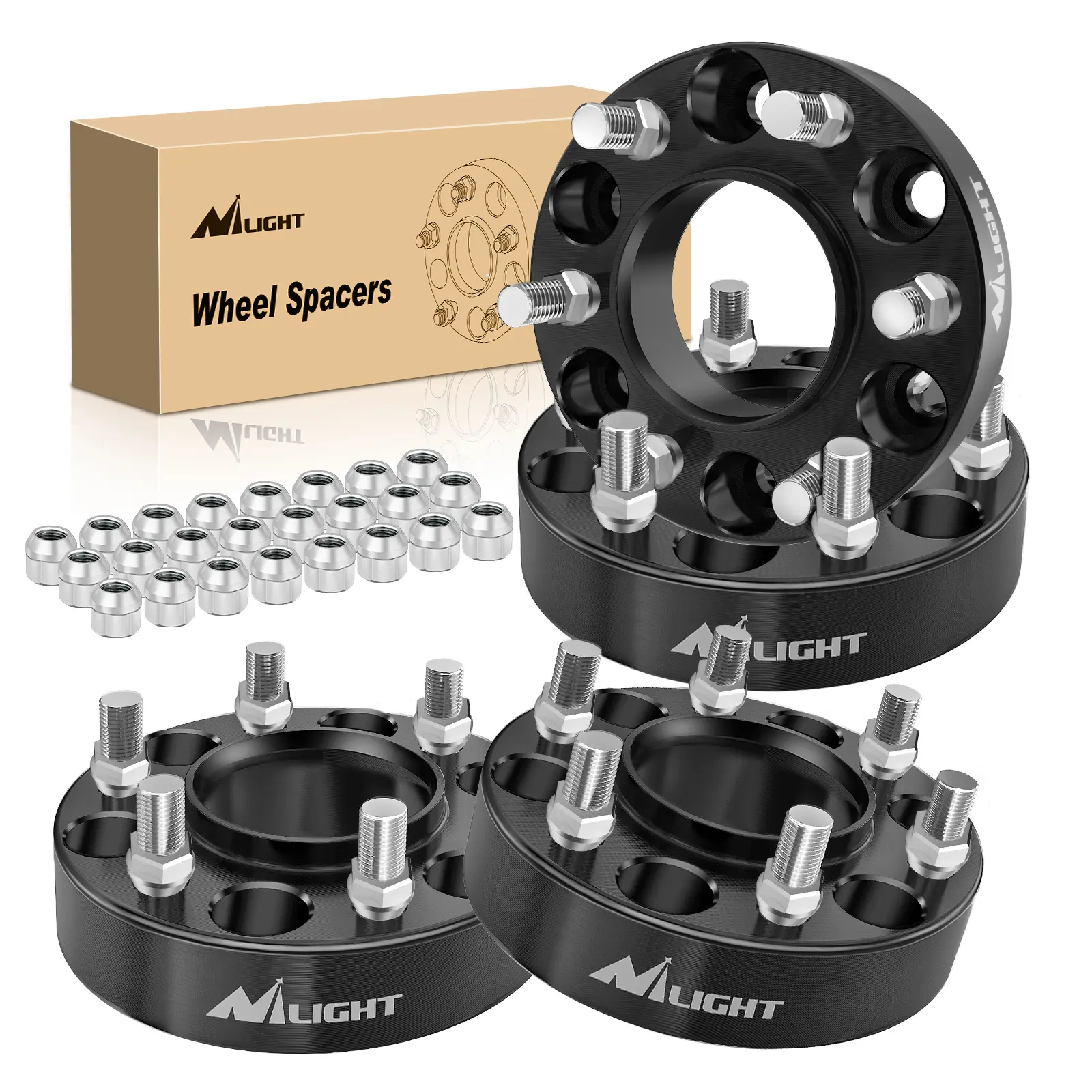 Nilight 4 Pcs 6x135mm CNC Automatic Processing Aluminum Alloy Wheel Spacers, 1.5in Thickness, M14x1.5 Thread Size Studs, 87.1mm Hub Bore for 2015-2022 Ford F150/Expedition/Navigator, Boosts Vehicle Stability & Widens Track