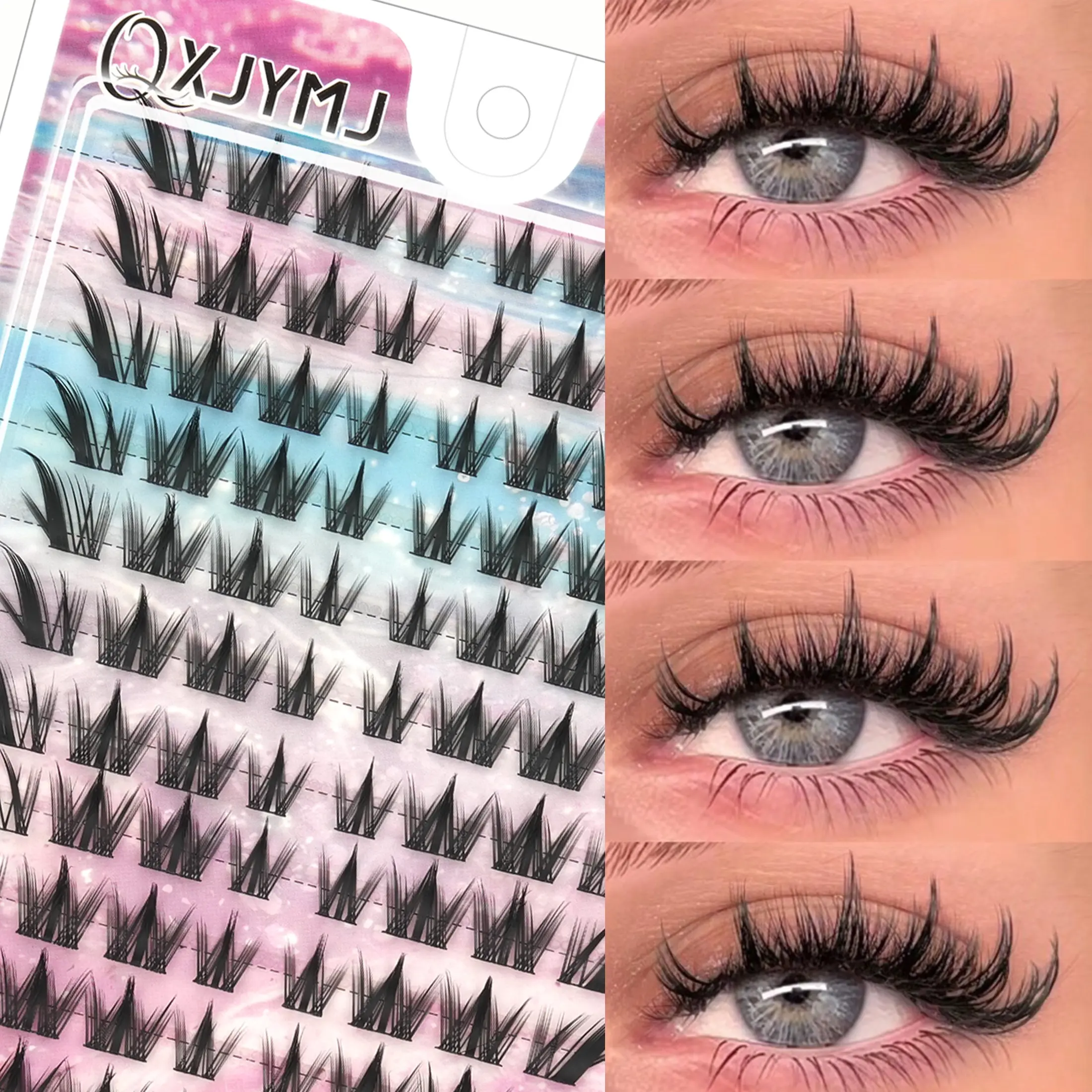 104pcs Mange False Lashes, Doll Style, Mixed Length, D Curl, Soft & Fluffy, DIY Dramatic Makeup, Anime Lashes, Home Use