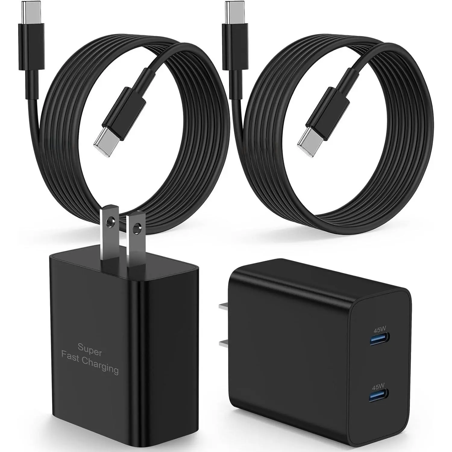 45W Super Fast Charger USB C For iPhone 17, 2-Pack Dual Port Type C Charger Fast Charging,with 6/6FT Cable&Cord for Samsung Galaxy S25 Ultra/S24 Ultra/S23/S22/S21/S20+, iPhone16/15