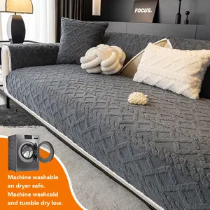 Solid color sofa cover 1pc sofa cushion for all seasons, thickened plush, delicate and soft, suitable for anti slip furniture protection in living rooms, bedrooms and offices, pet friendly