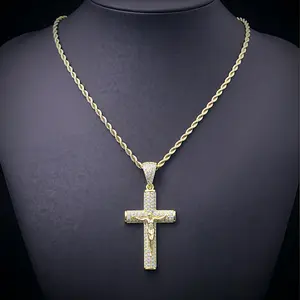 YC 14/18k Rope Cross,46/56cm Long and 3mm Wide,Handcrafted Polishing and Multiple Electroplating Daily Wear Necklace,Valentine's Day Gift.