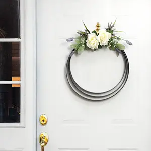 16.75 Inch Matte Black Metal Wreath Ring