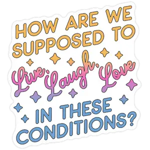 How Are We Supposed To Live, Laugh, Love In These Conditions? Sticker