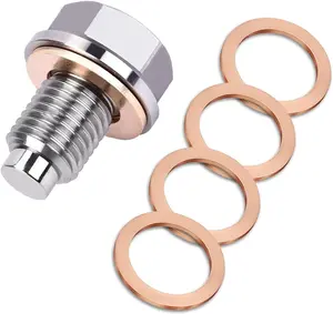 M x .Magnetic Oil Drain Plug, Magnetic Stainless Steel Oil Pan Drain Nut Bolt with  PCS Copper Crush Washer Anti Leakage, Universal Leakproof Replacement,Fits Most Cars, Motorcycles, Boats