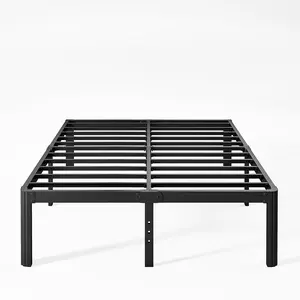Aardhen Modern Metal Full Size Bed Frame - 14 in High, 14 in Under-Bed Storage, No Box Spring Needed, Easy Assembly, Heavy Duty, Rounded Edges, Black Interior Design Furniture