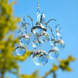 1pc Crystal Beads Chandelier Hanging Ornament, Rainbow Prism Maker for Home, Garden, Car, Anniversary, Party, and Christmas Gifts Decor Hangable Decoration Claw White Ball