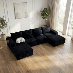 【Deals For You】【3 Packages】Oneroom oversized L/U Shape Sectional Sofa, 3 Ergonomic Deep Seat Deep Sleep Cloud Boneless Modular Couch, Plush Corduroy Psofas living room,ure Sponge Compression No Assembly Comfy Sofa for Living Room Apartment   Rental,
