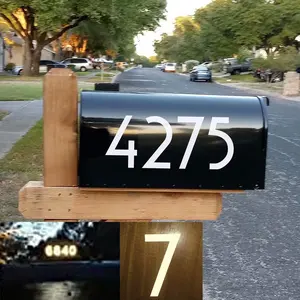5" Reflective Mailbox Numbers Sticker Decal  Cut Uzbek Style Vinyl Number Self Adhesive 2 Sets for Mailbox, Signs, Window, Door, , , , Business, Address Number