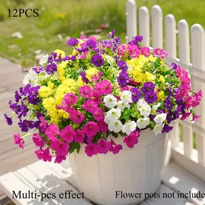 12 Bundles of Artificial Flowers Featuring Pansies, Morning Glories, Artificial Pansy Flower, Perfect for Festive Decorations, Suitable for Outdoor Garden Decor, Spring And Summer Embellishments, Ideal for Luxurious Homes, Offices, Decorative Flowers
