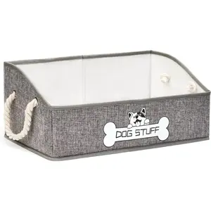 Collapsible Fabric Dog Toy Box and Storage Bin With Handle Trapezoid Basket Organizer for Pet Toys Blankets Accessories