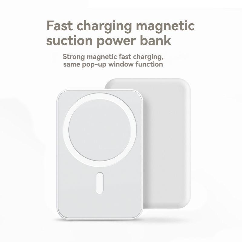 2 in 1 5000mAh Magnetic Power Bank, Wireless Portable Charger, Fast Charging MagSafe Battery Pack for iPhone 17/16/15/14/13/12/Plus/Pro Max, Compact Device Smartphone Chargeable