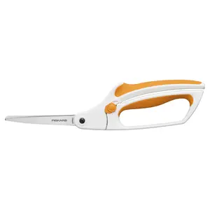 Fiskars Easy Action Scissors, No. 8, Spring-Assisted & SoftGrip Bent Handle Reduces Hand Fatigue, Precision Stainless Steel Blades for Clean Tabletop Cutting, Ambidextrous Design, Stainless Steel