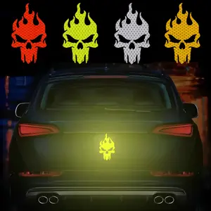 Diamond Grade 3D Skull Decal, Reflective Monster Horror Sticker, PET Self-Adhesive Decoration, Waterproof Sun-Resistant for Vehicle Body Customization, Scratch Cover, Night Safety Anti-Collision, Single Use - Pack of 1