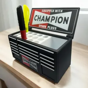 Champion Workbench Toolbox Pen Holder - Mini Tool Chest Organizer for Desk, Durable 3D-Printed Material, Ideal for Mechanics, Woodworkers, and DIYers