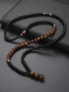 Fashion Retro 8mm Natural Tiger Eye Bead Daily Wear Necklace, Beaded Necklace, Unisex Birthday Gift, All-Season Jewelry, No Choking Hazard