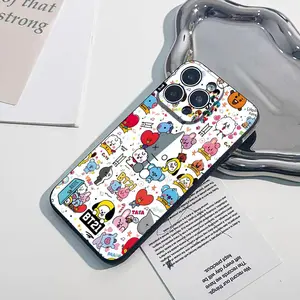 kpop B-BT21-S Phone Case for iPhone 17 Air 16 15 14 13 12mini 11 Pro Max Plus XR XS Black Soft Silicone Cover