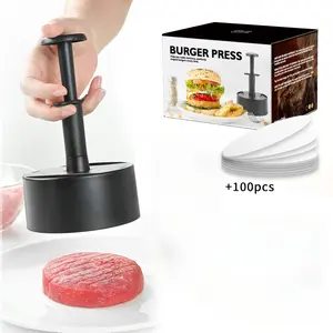 Round Meat Presser Tool, Manual Burger Maker for Home Use, Ideal for Breakfast Bbqs & Hamburger Making, Kitchen Essential Gadget