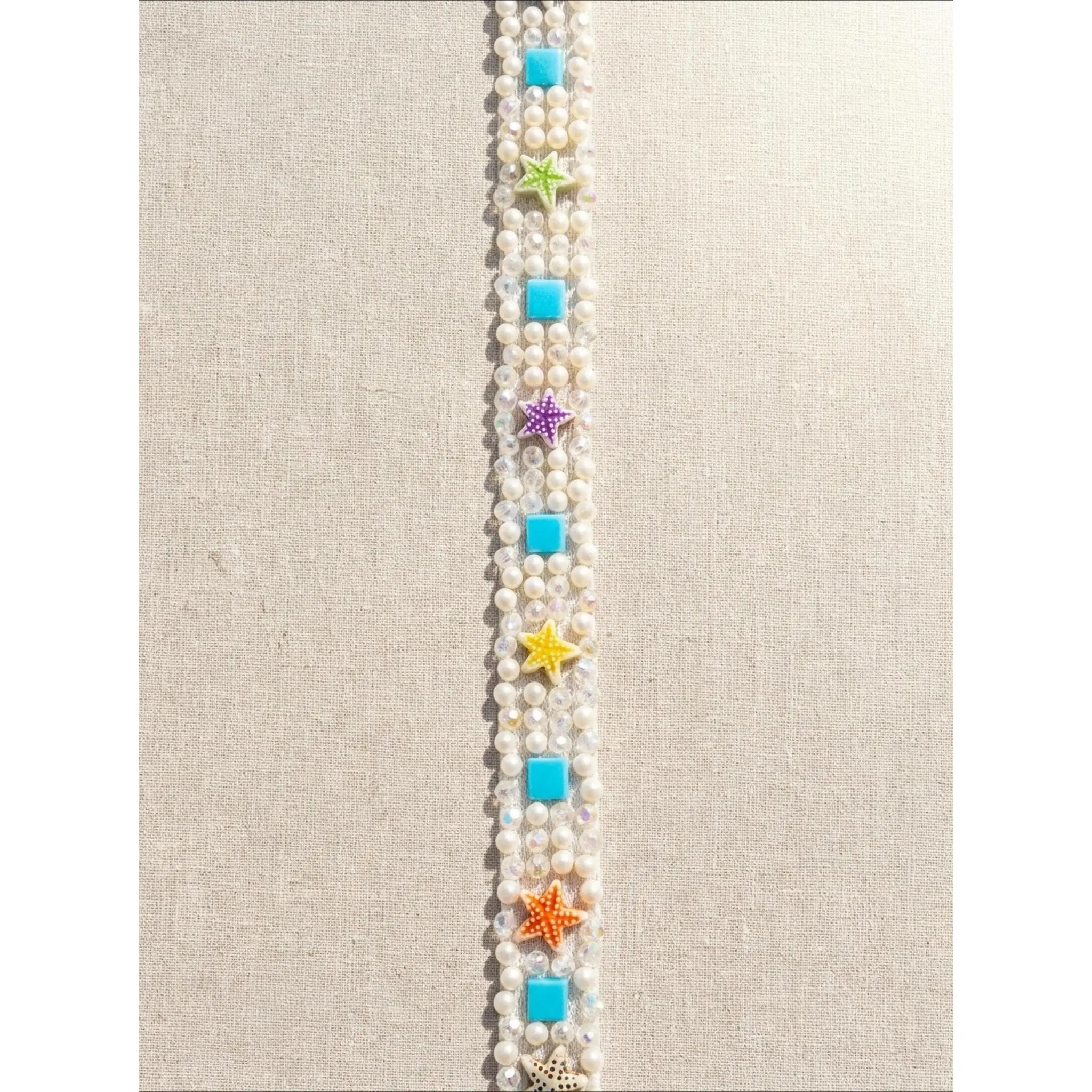 Self Adhesive beach Pearl Beaded Trim, Peel and Stick Lace Trim, DIY Embellishment Trim, No Sew Trim, Craft & Garment Decoration Made in USA