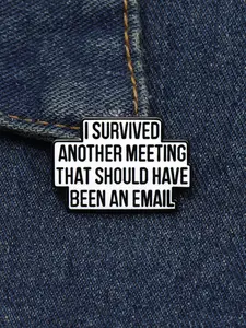 Funny Meeting Enamel Pin, Durable Metal Pins, Alloy Badge for Backpacks, Unisex Casual Style, All Seasons Fashion Accessory, Age 13-17, Made in China