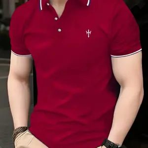 Dauomo Men's Summer Striped Short Sleeve Casual Polo Shirt For Commuting