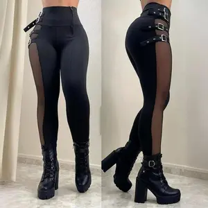 2025 new black mesh slim-fit trousers Womenswear Bottom