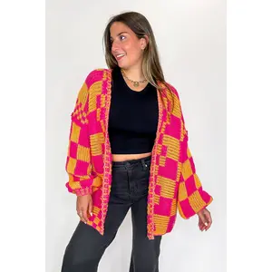 The Vibe Check Mixed Pattern Loose Fit Chunky Cardigan - FINAL SALE