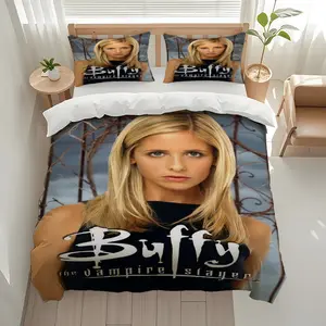 3pcs Buffy the Vampire Slayer Themed bedding three-piece set, duvet cover and pillowcase set, soft, comfortable, suitable for all seasons, ideal for home and bedroom rooms, suitable for and Christmas, 1 Duvet Cover + 2 Pillowcases (No Insert)