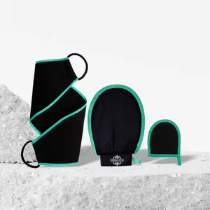 Dermasuri Exfoliating Sponge Trio - Bundle includes Viral Body Scrub Glove, Back Scrubber, & Face Mitt for Full Body Exfoliation & Radiant Skin