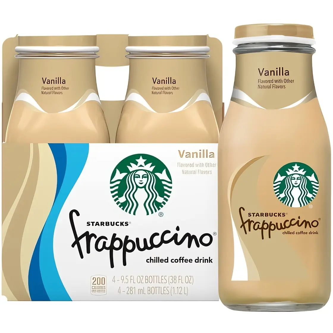 Starbucks Frappuccino Chilled Coffee Drink Vanilla Flavored with Other Natural Flavors 4-9.5 FL OZ Bottles 38 FL OZ Total