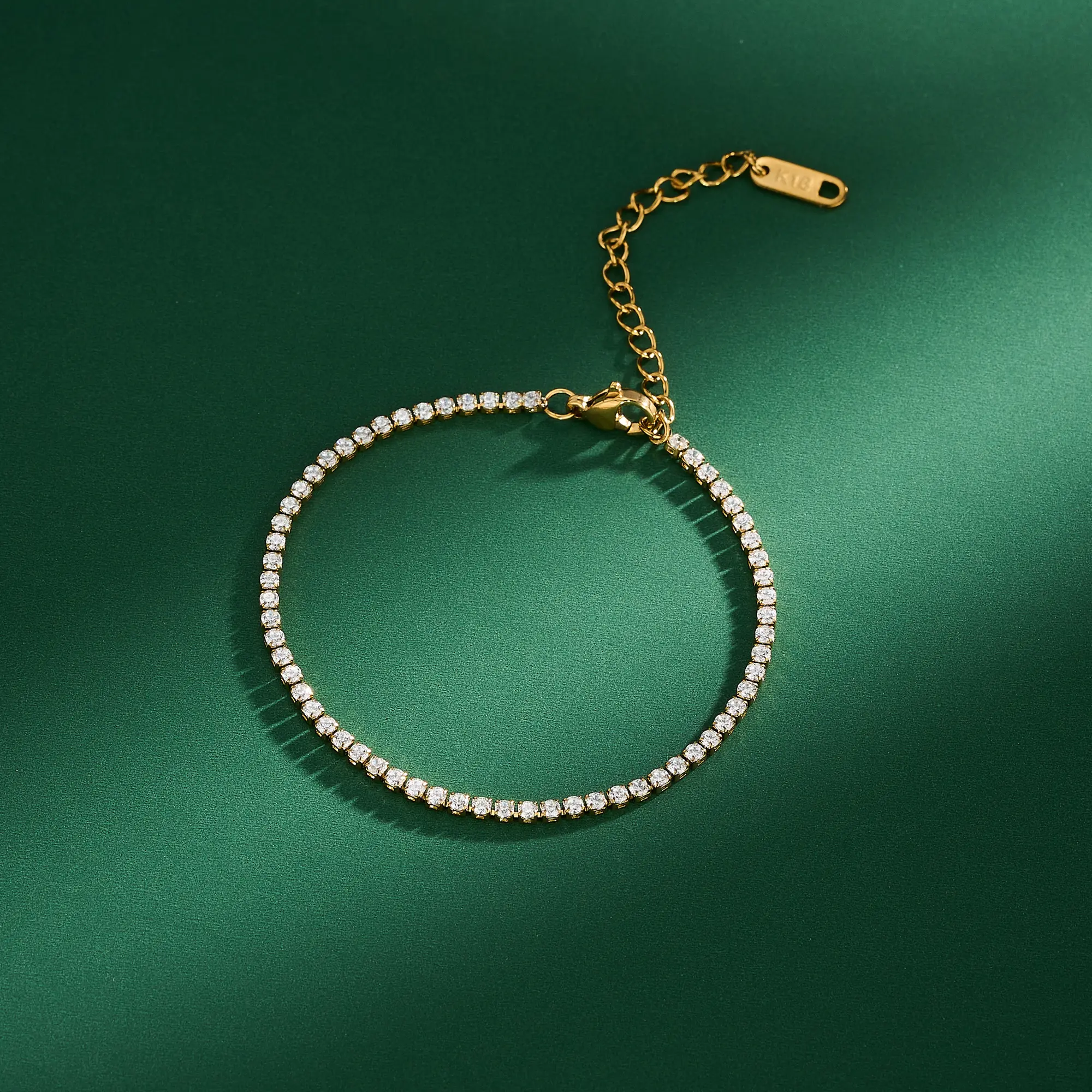 Oufer Round CZ Stainless Steel Non Tarnish Bracelet