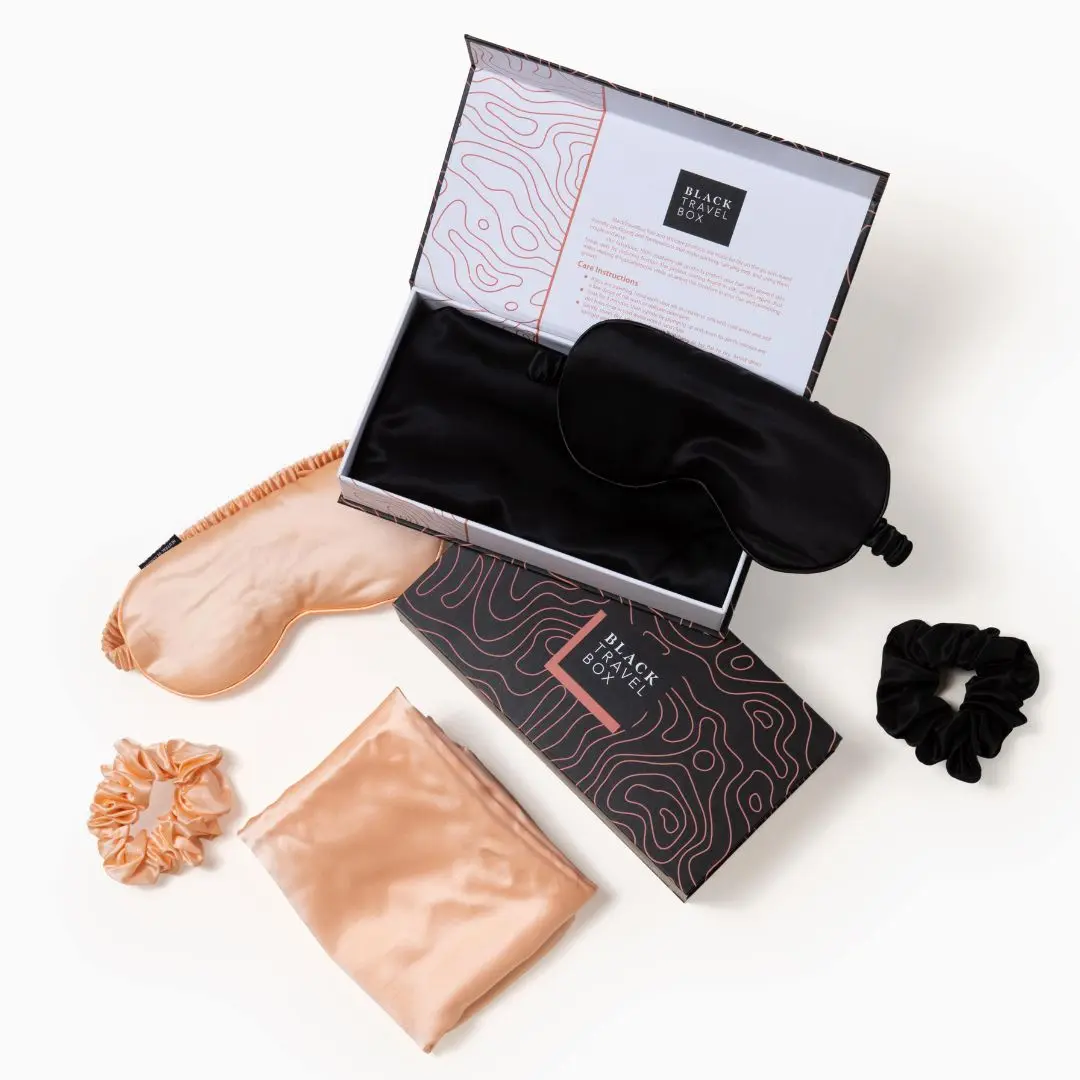 Travel Sleep Set - Mulberry Silk Pillowcase, Scrunchie, Weighted Eye Pillow