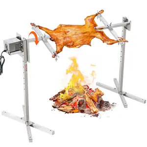 Spring new arrivals Electric BBQ Rotisserie Grill Kit, 46 Inch 90 lbs Capacity, Automatic 42W Motor Height Adjustable Universal Roaster Stand, Stainless Steel Grilling Kit, Spit Rod with Heat Shield for Pig Lamb