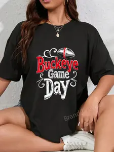 100% Cotton Buckeye Game Day Ohio Home State Vintage Swirl T-Shirt