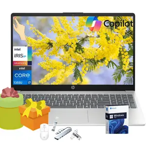 HP 2026 15.6 Touch-Screen FHD inch Laptop PC,Windows 11 Pro,Bluetooth 5.3,Intel Core i7-1355U, 32GB RAM, 512GB SSD,Backlit Keyboard, Wi-Fi 6,Silver,Bundle Accessory