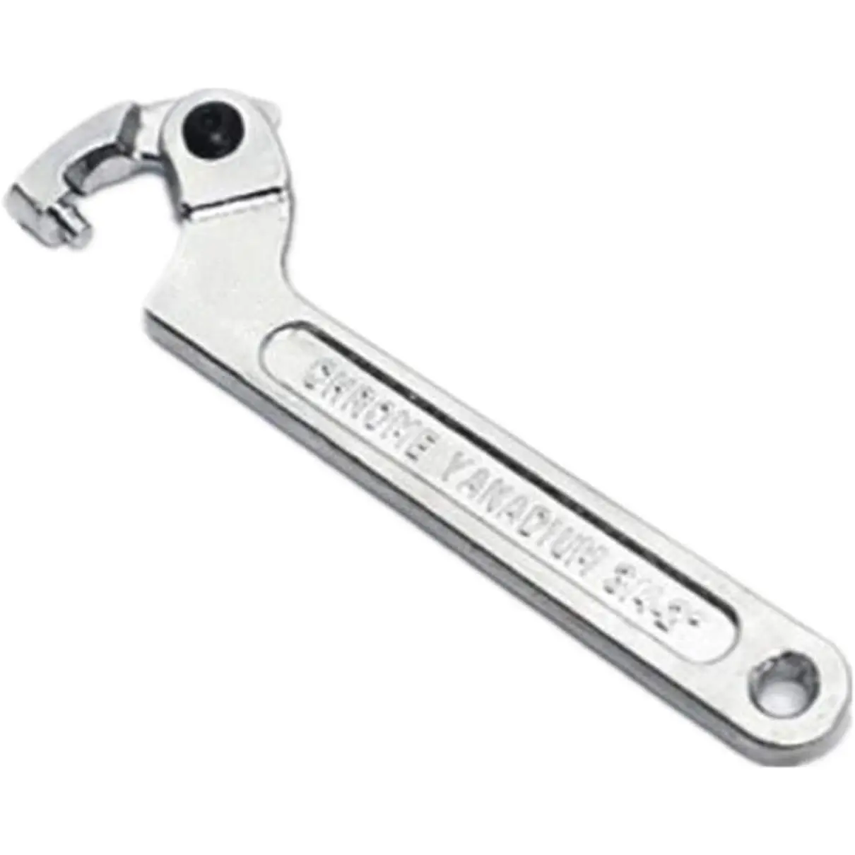 Chrome Vanadium Adjustable C-Spanner Hook Wrench Tool - Round Head, 19-51 mm Size, for Hand Wrenching Tasks