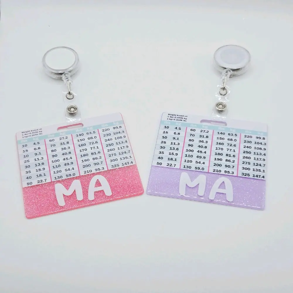 MA Medical Assistant Light Purple Single Sided with Weight Measurements or Pink with White Letters Double Sided with Height & Weight Measurements Horizontal Badge Buddy - Does Not Include Badge Reel medical assistant