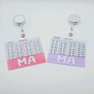 MA Medical Assistant Light Purple Single Sided with Weight Measurements or Pink with White Letters Double Sided with Height & Weight Measurements Horizontal Badge Buddy - Does Not Include Badge Reel medical assistant