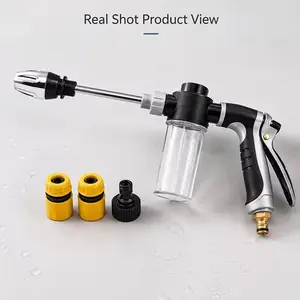 2-in-1 Car Wash Foam Gun & High Pressure Hose Nozzle, Foam Cannon for Hose with Adjustable Spray Nozzle, Water Pressure Gun, Garden Hose Foam Cannon, Pressure Washer Accessories
